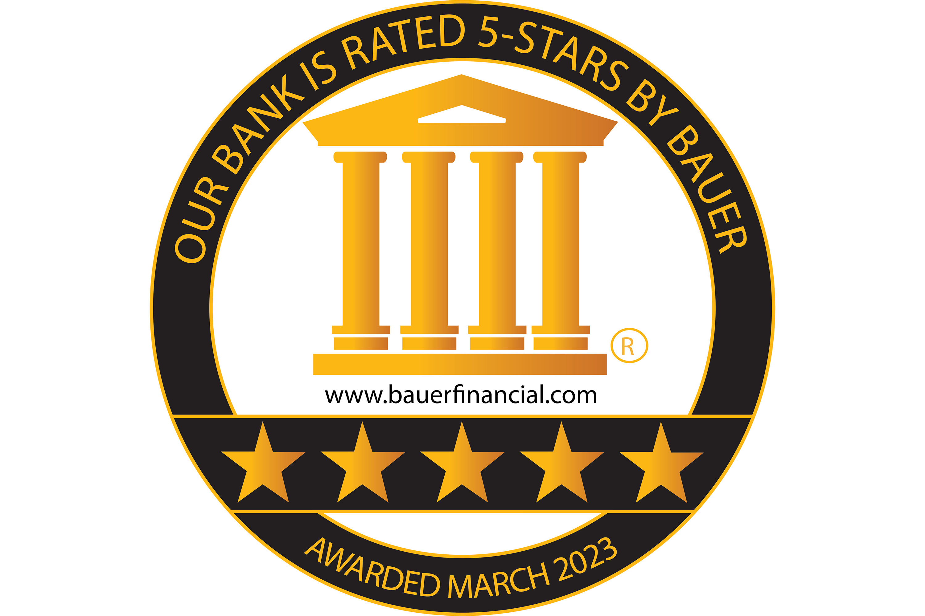 Bauer Financial Bank of Utah 5-Star Rating award