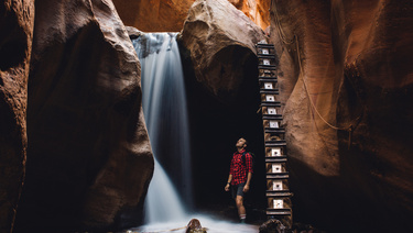 Hiker at Kanarra Falls Utah