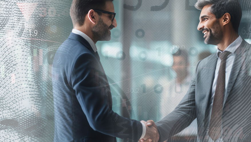 Two businessmen shake hands