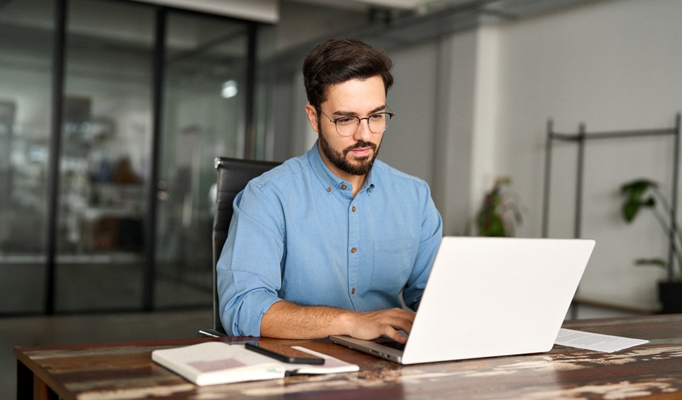 Person securely reviewing account information online