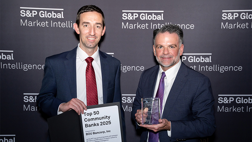 Branden Hansen & Ben Browning accepting S&P Award for being a top community bank