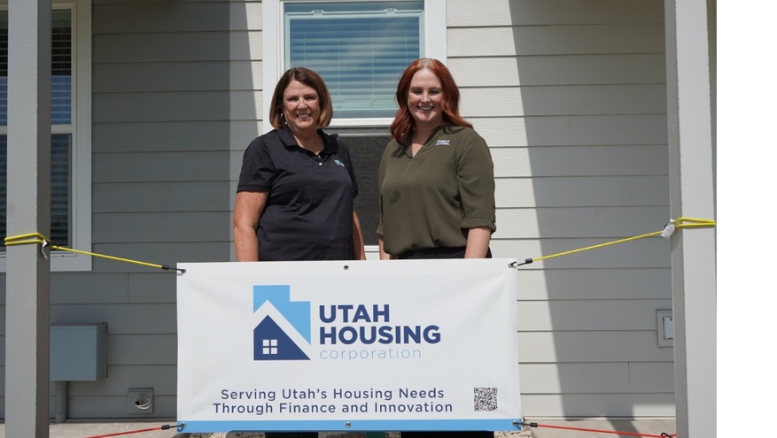Lori Bourassa and Jody Summers at Utah Housing Corporation's Parkview Place ribbon cutting