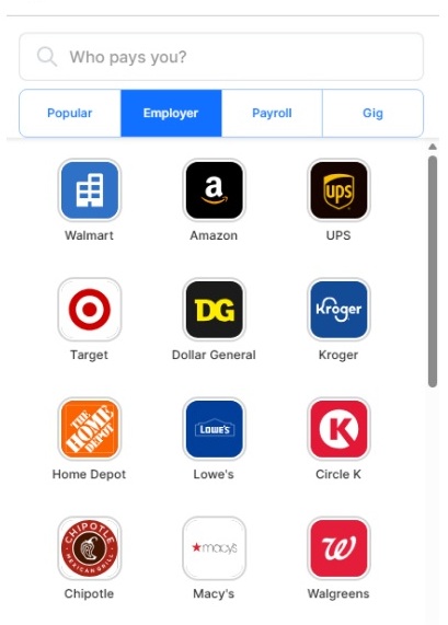 Employer search tab