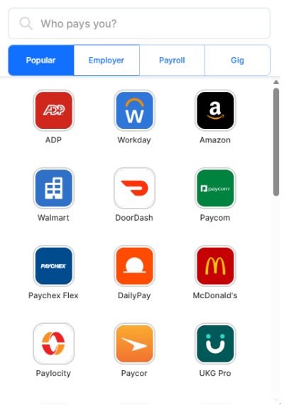 Popular search tab