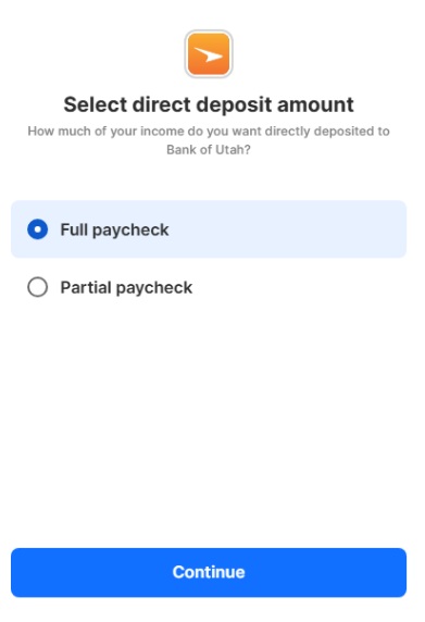 Full paycheck deposit screen