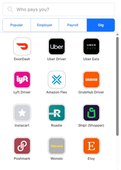 Gig search tab