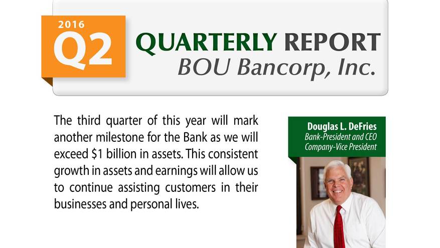 Bank of Utah 2016 Q2 Quarterly Report