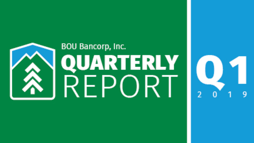 Quarterly Report image with Bank of Utah tree logo on green background with Q1 2019 on a blue background