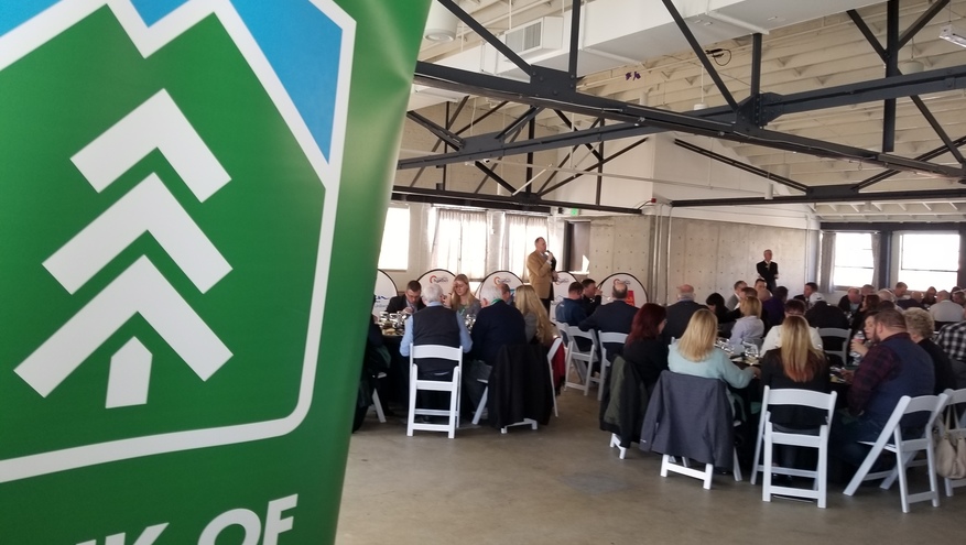 Ogden/Weber Chamber of Commerce director, Chuck Leonhardt speaks to guests at Bank of Utah's Economic Forecast Event